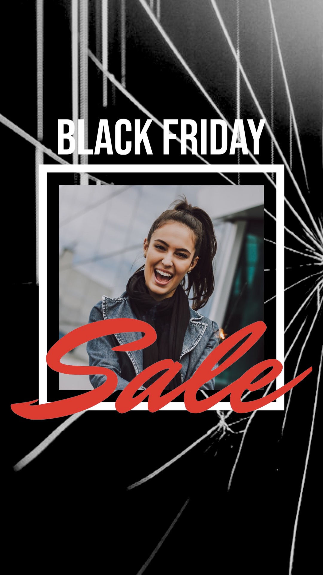 Woman smiling black friday sale brochure template