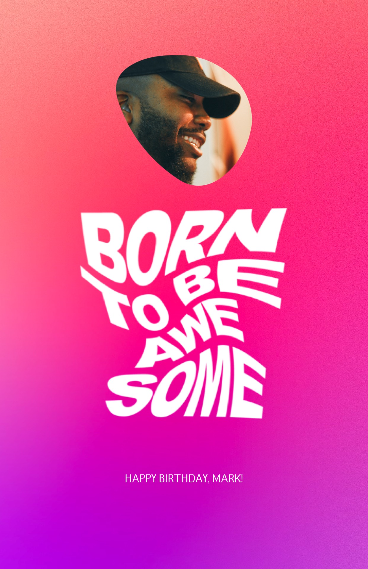 Born To Be Awesome Pink Happy Birthday Template
