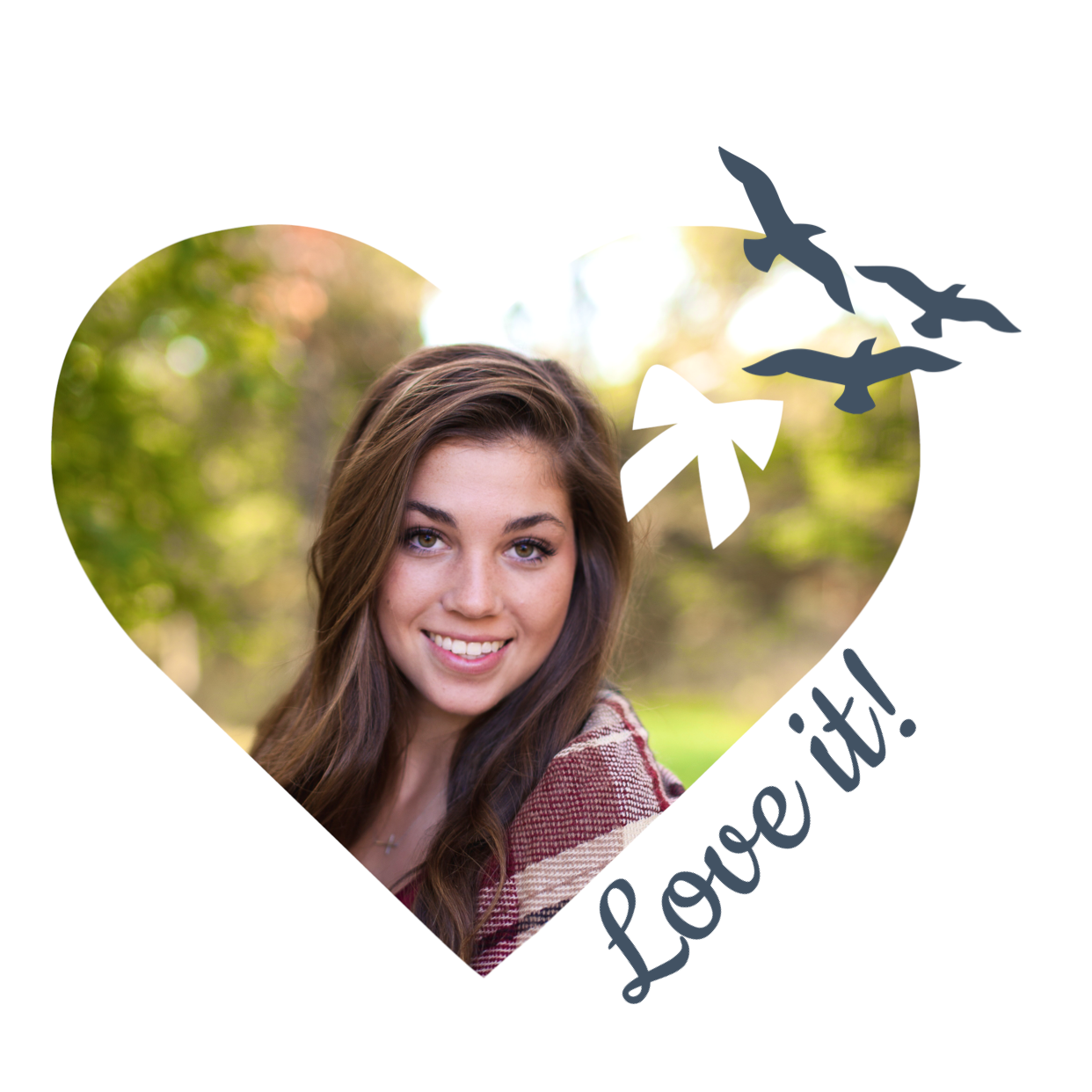 A Picture Of A Girl With Birds In A Heart By Mia Brownell Whatsapp Stickers Template