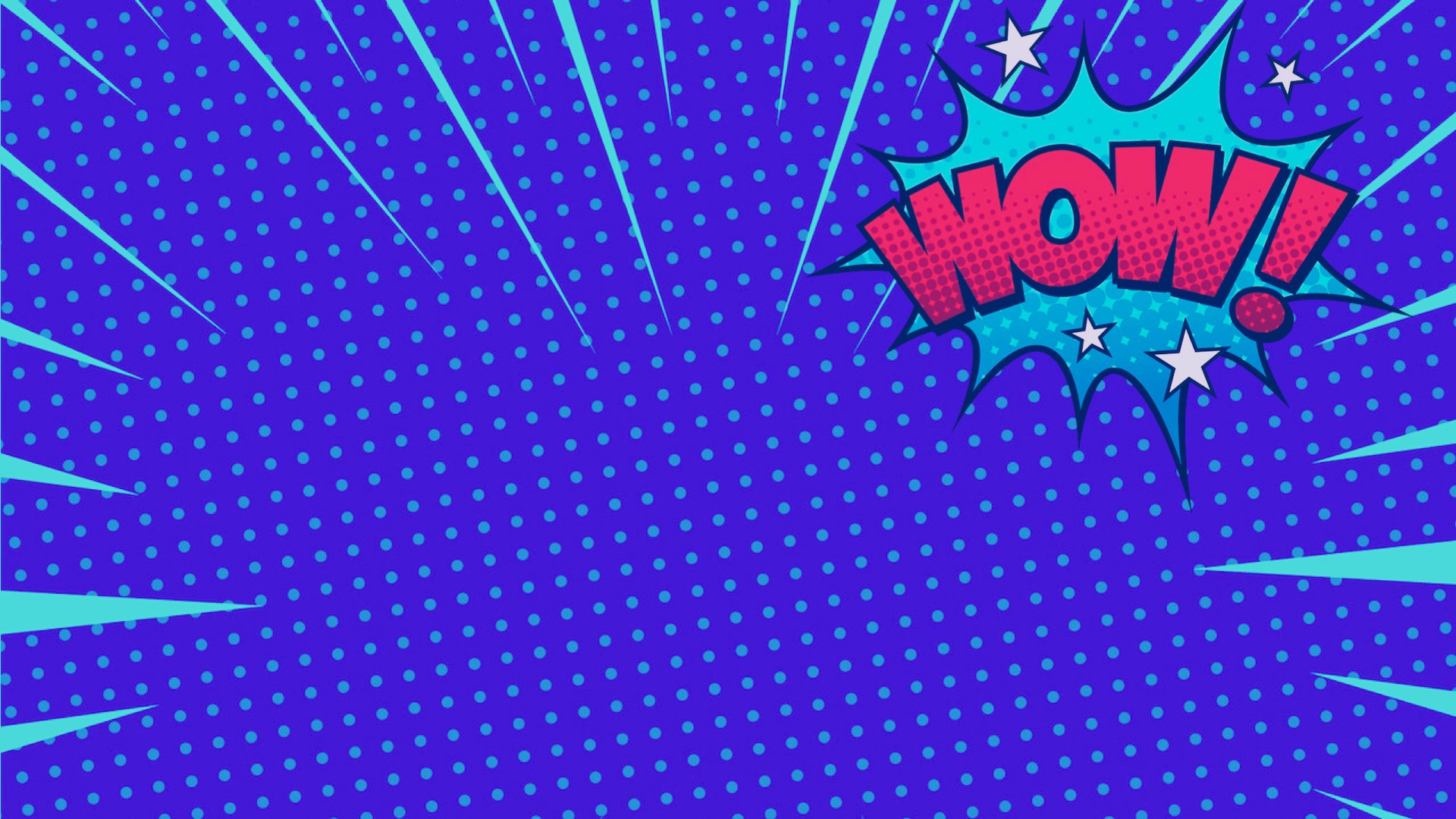 The Word Wow On A Blue Background With Stars Zoom Backgrounds Template