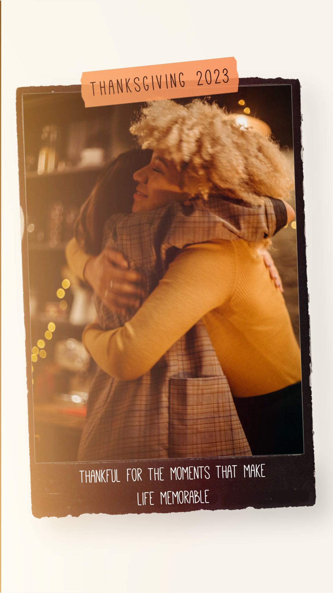 friends hugging photo frame Thanksgiving greetings instagram story template 