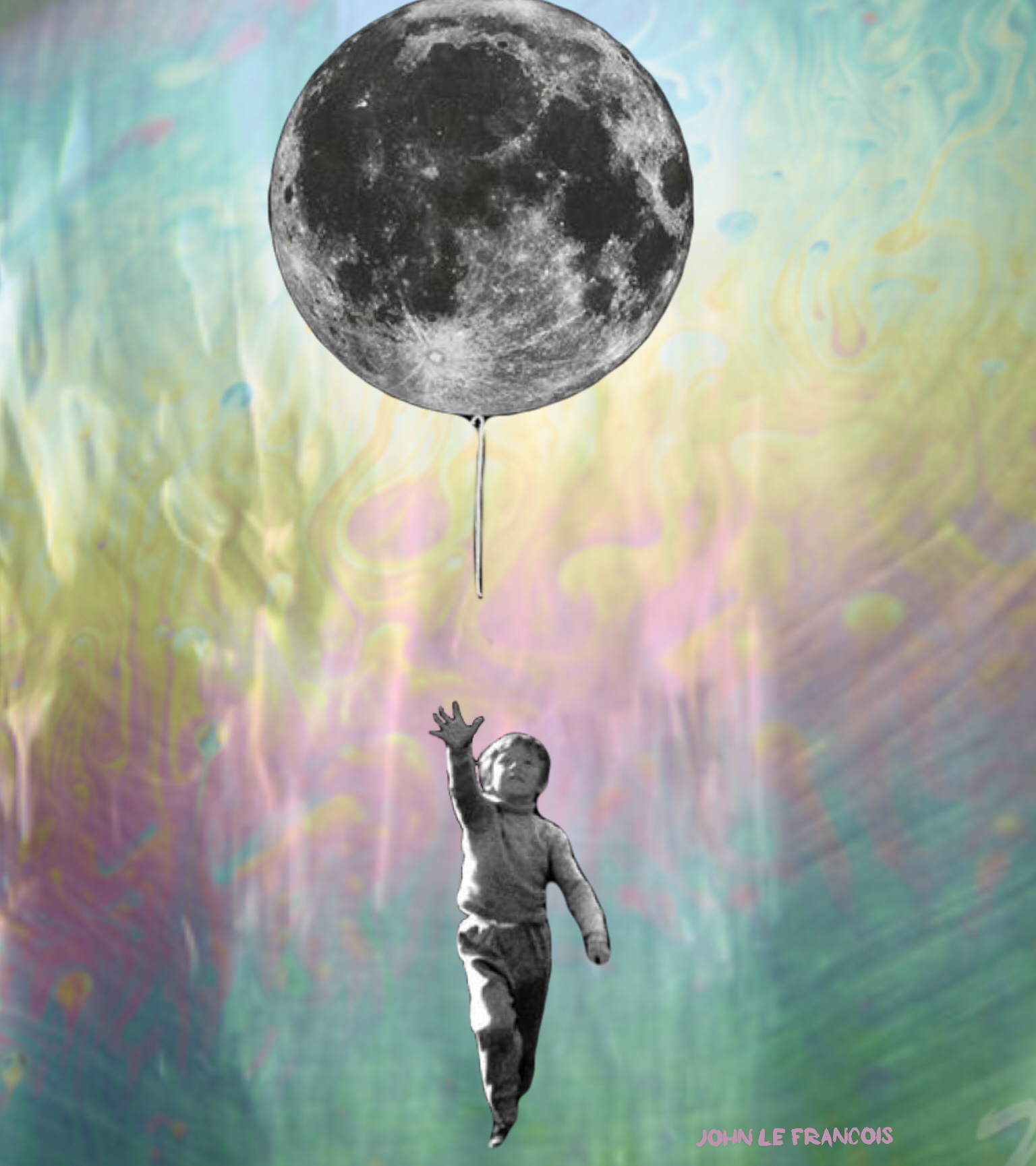 Reaching for the moon made with Bazaart